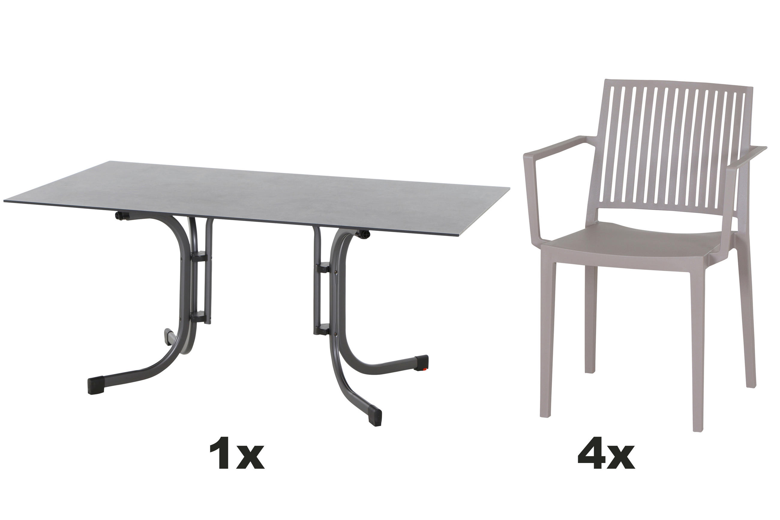 GARTENGARNITUR 5-teilig  - Taupe/Anthrazit, Basics, Holzwerkstoff/Kunststoff (57/80/56cm) - Siena Garden