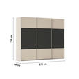 SCHWEBETÜRENSCHRANK 271/223/68 cm 3-türig Graphitfarben, Champagner  - Champagner/Alufarben, KONVENTIONELL, Holzwerkstoff/Metall (271/223/68cm) - Novel
