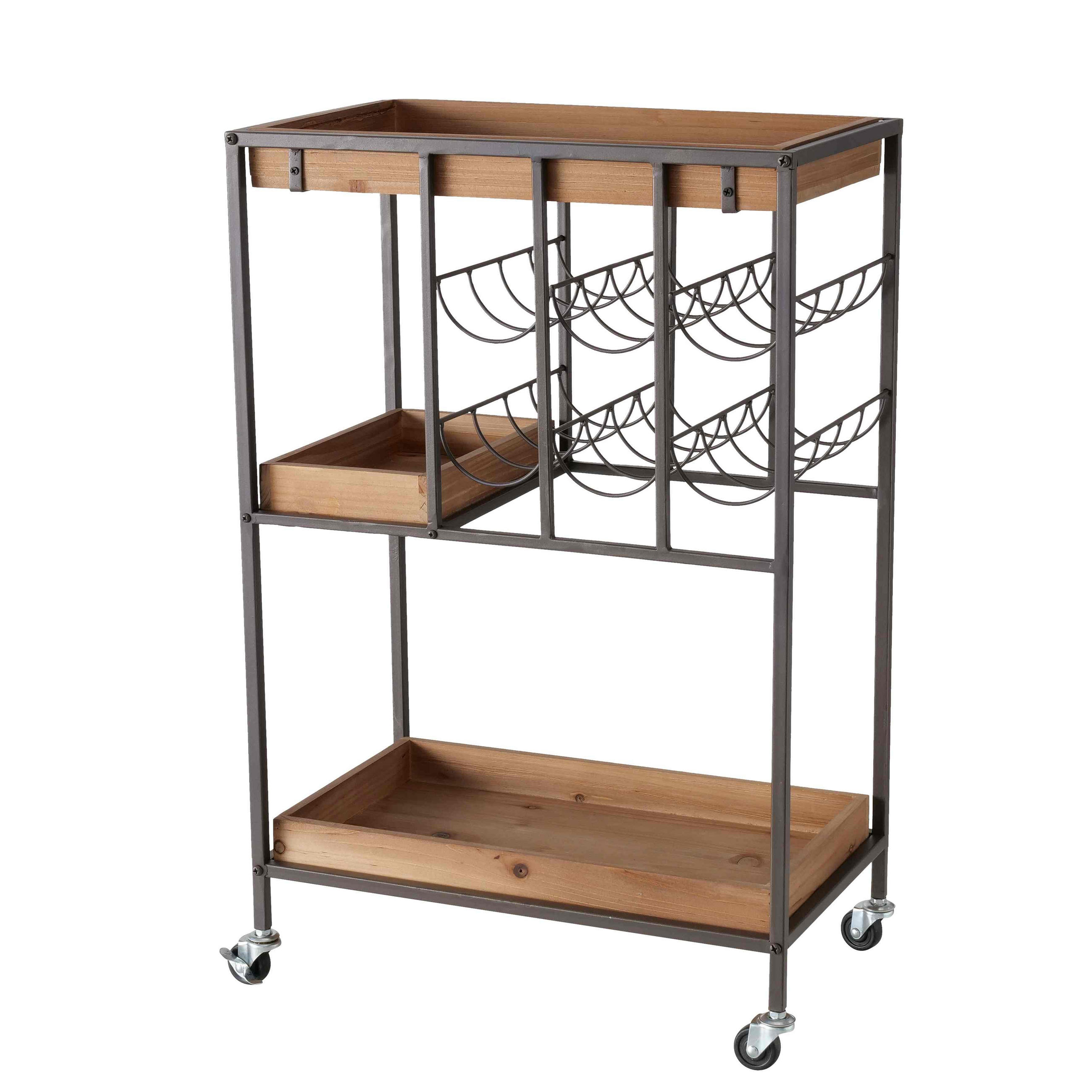 SERVIERWAGEN , Naturfarben, Schwarz  - Schwarz/Naturfarben, Trend, Holzwerkstoff/Metall (500/30/78cm) - Ambia Home