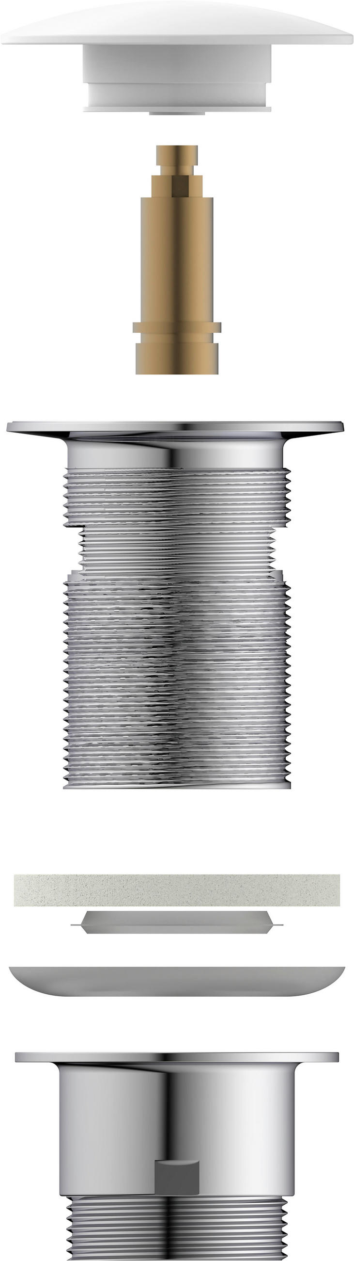 ABLAUFVENTIL  - Chromfarben/Weiß, Basics, Metall (6,5cm) - Schütte