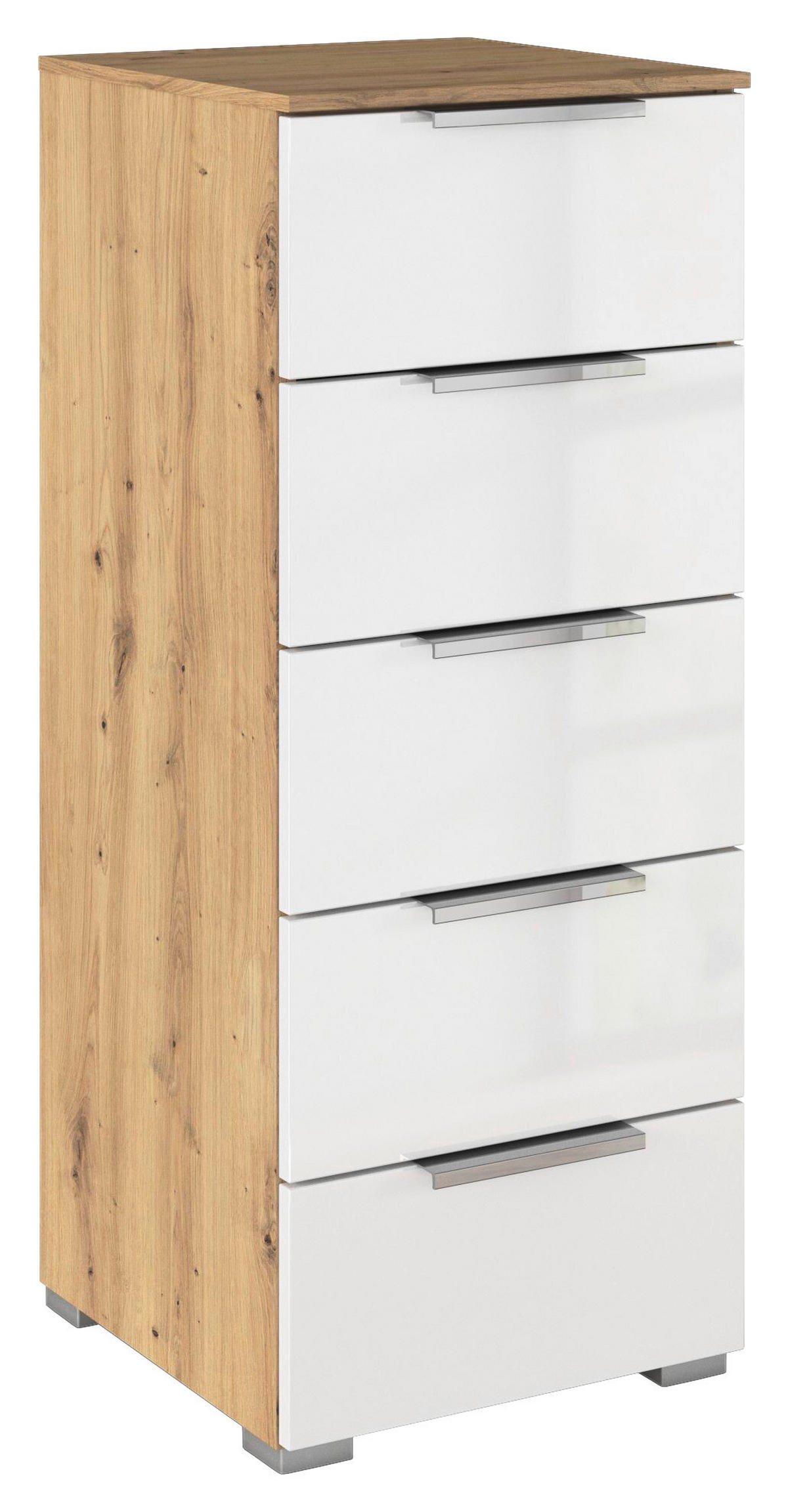 KOMMODE  in 40/100/42 cm  - Chromfarben/Weiß Hochglanz, KONVENTIONELL, Holzwerkstoff/Kunststoff (40/100/42cm) - home24