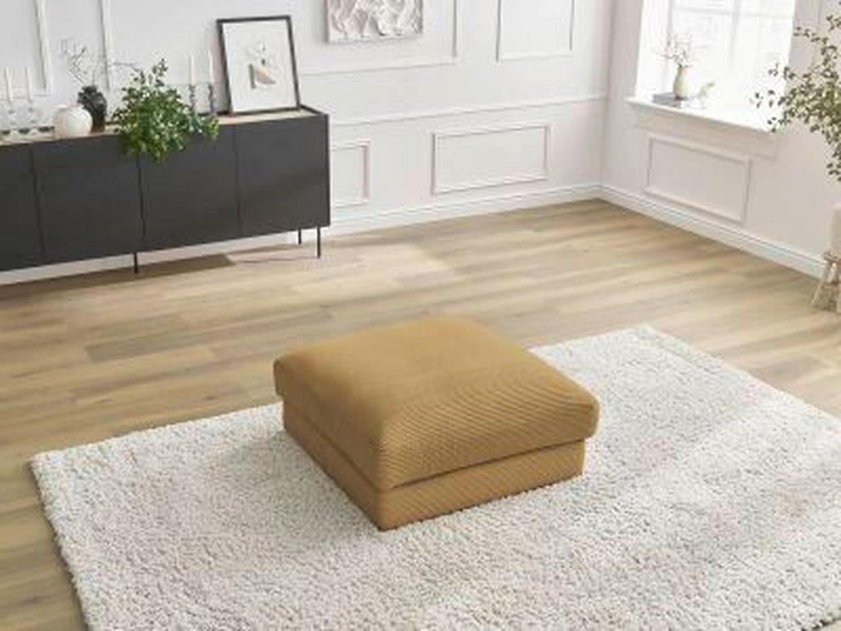 HOCKER LEONARD Cord Gelb  - Gelb/Schwarz, MODERN, Kunststoff/Textil (86/43/86cm)