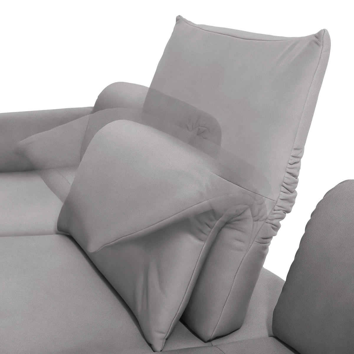 ECKSOFA in Echtleder Hellgrau  173/308 cm  - Anthrazit/Hellgrau, Design, Leder/Metall (173/308cm) - Joop!