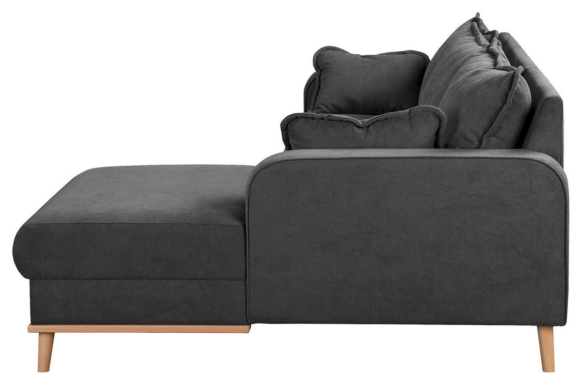 ECKSOFA in Mikrofaser Dunkelgrau  - Wengefarben/Dunkelgrau, Design, Holz/Textil (230/150cm) - Livetastic