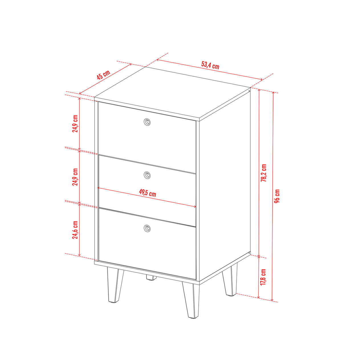 KOMMODE  in 53,4/96/45 cm  - Eichefarben/Graphitfarben, MODERN, Holz/Holzwerkstoff (53,4/96/45cm) - MID.YOU