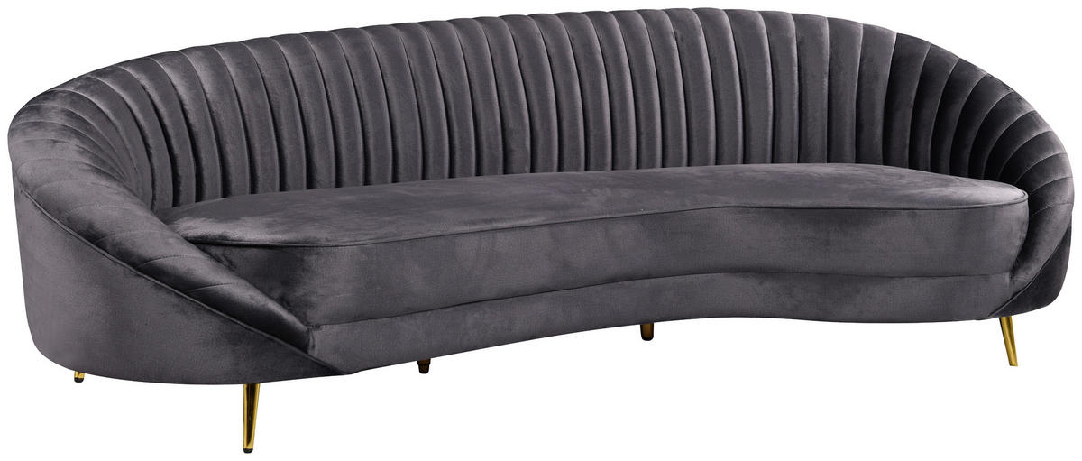 3-SITZER-SOFA ELARA Samt Anthrazit  - Anthrazit/Goldfarben, Design, Textil/Metall (246/81/111cm) - MID.YOU