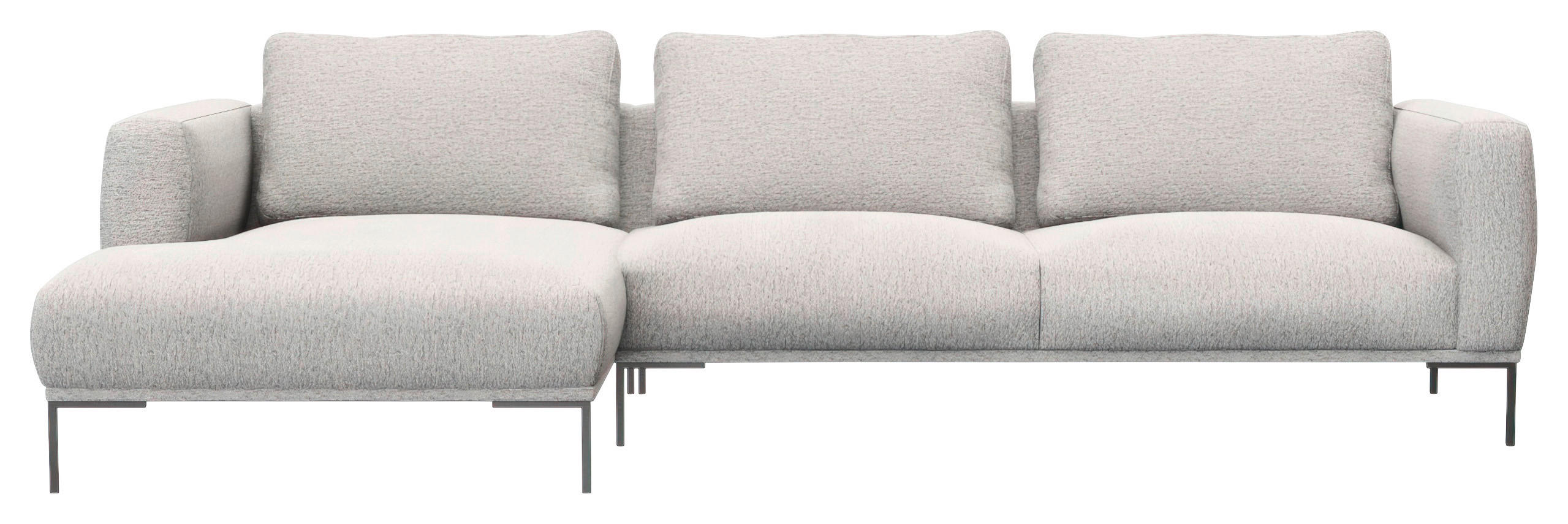 ECKSOFA Hellgrau Webstoff, Flachgewebe  - Hellgrau/Schwarz, Design, Textil/Metall (148/303cm) - Livetastic