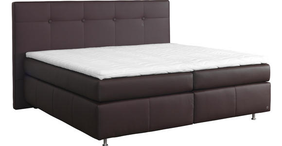 BOXSPRINGBETT 200/200 cm in Dunkelbraun - Dunkelbraun/Alufarben, KONVENTIONELL, Textil/Metall (200/200cm) - Dieter Knoll