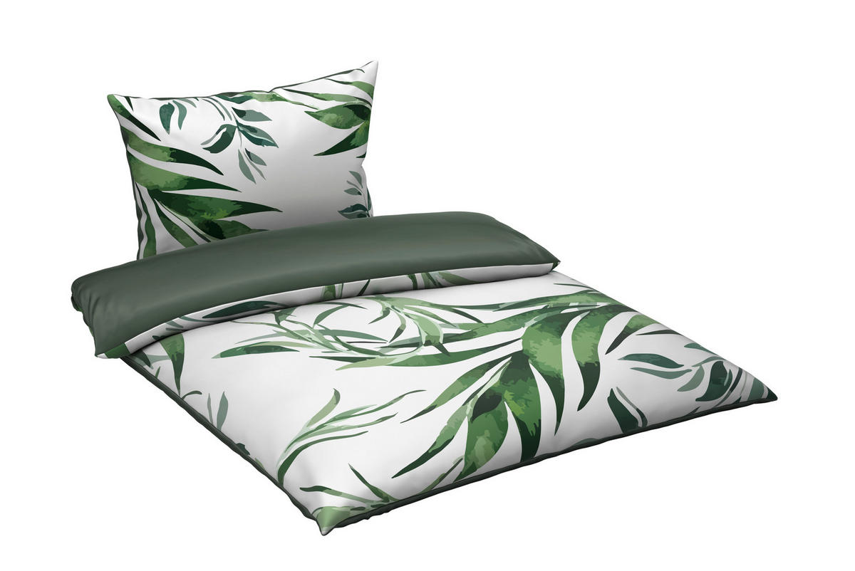 WENDEBETTWÄSCHE Satin 140/200 cm  - Grün, KONVENTIONELL, Textil (140/200cm) - Novel