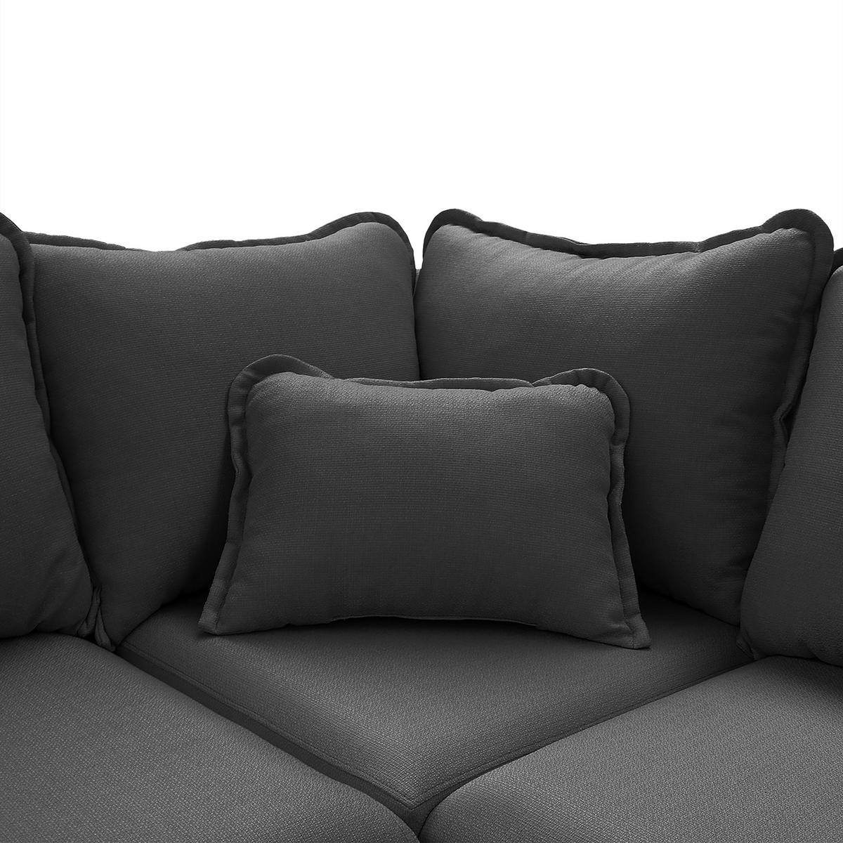 WOHNLANDSCHAFT in Textilgeflecht Dunkelgrau  - Wengefarben/Dunkelgrau, Design, Holz/Textil (167/296/170cm) - Livetastic