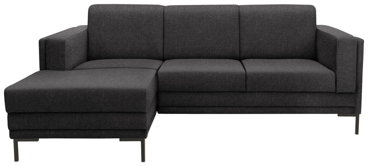 ECKSOFA in Webstoff Anthrazit  214/146 cm  - Anthrazit/Schwarz, Design, Textil/Metall (214/146cm) - LOOKS by W.Joop