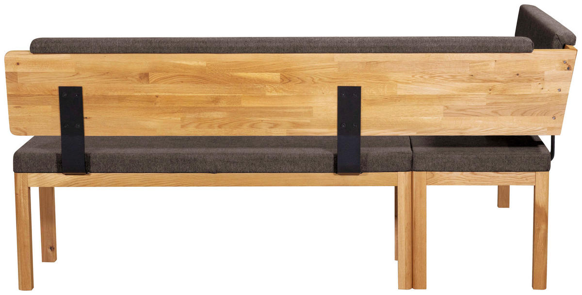 ECKBANK 248/171 cm Webstoff Braun, Eichefarben Eiche vollmassiv   - Eichefarben/Braun, KONVENTIONELL, Holz/Textil (248/171cm) - Linea Natura