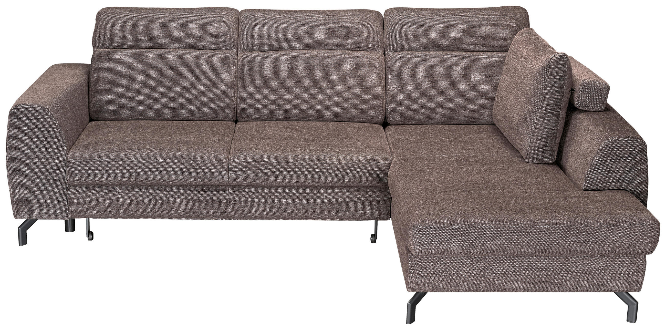 ECKSOFA Dunkelbraun Chenille  - Dunkelbraun/Schwarz, KONVENTIONELL, Textil/Metall (240/185cm) - Carryhome