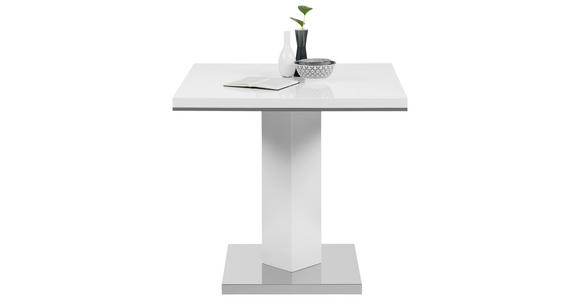 ESSTISCH in Holzwerkstoff, Metall 80/80/76 cm - Edelstahlfarben/Weiß, Design, Holzwerkstoff/Metall (80/80/76cm) - Carryhome