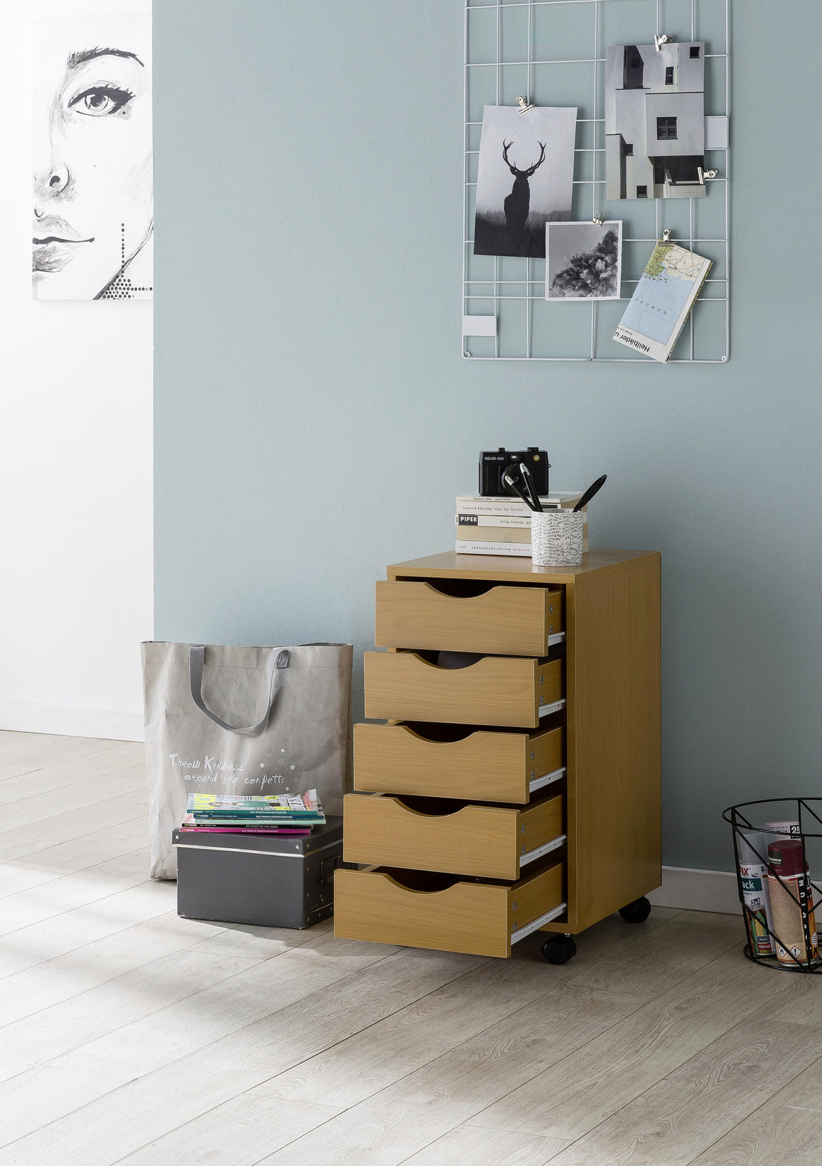 ROLLCONTAINER 33/68/38 cm  - Buchefarben, Konventionell, Holzwerkstoff/Kunststoff (33/68/38cm) - MID.YOU