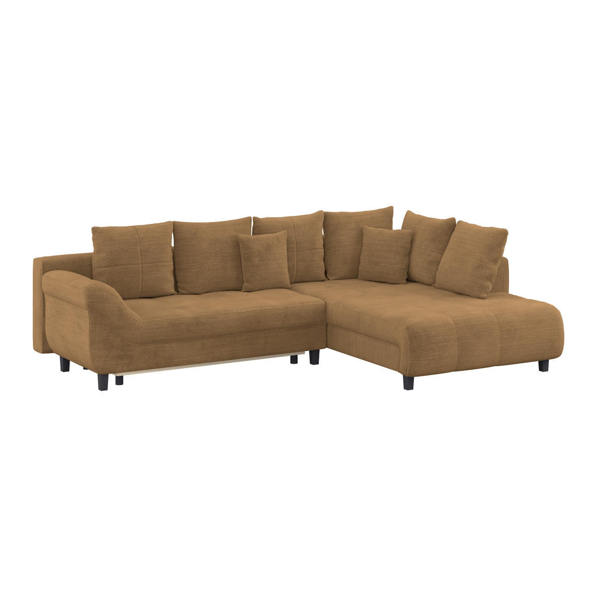 ECKSOFA MENDOZA NEW Rostfarben Chenille, Struktur Zierkissen, Rückenkissen, Bettkasten  - Rostfarben/Schwarz, KONVENTIONELL, Textil (309/197cm) - MID.YOU