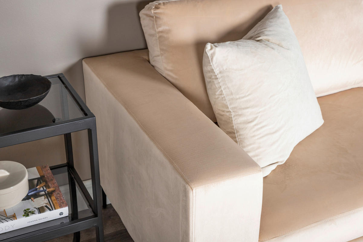 2-SITZER-SOFA in Schwarz, Beige  - Beige/Schwarz, Design, Kunststoff/Textil (215/84/88cm) - Livetastic