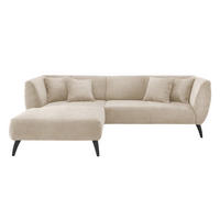 ECKSOFA in Cord Beige  - Beige/Schwarz, Modern, Holz/Textil (160/264cm) - MID.YOU