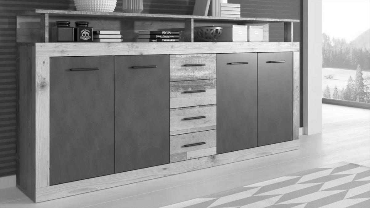 SIDEBOARD  in 190/96/32 cm  - Eichefarben/Anthrazit, Design, Holzwerkstoff/Kunststoff (190/96/32cm) - MID.YOU