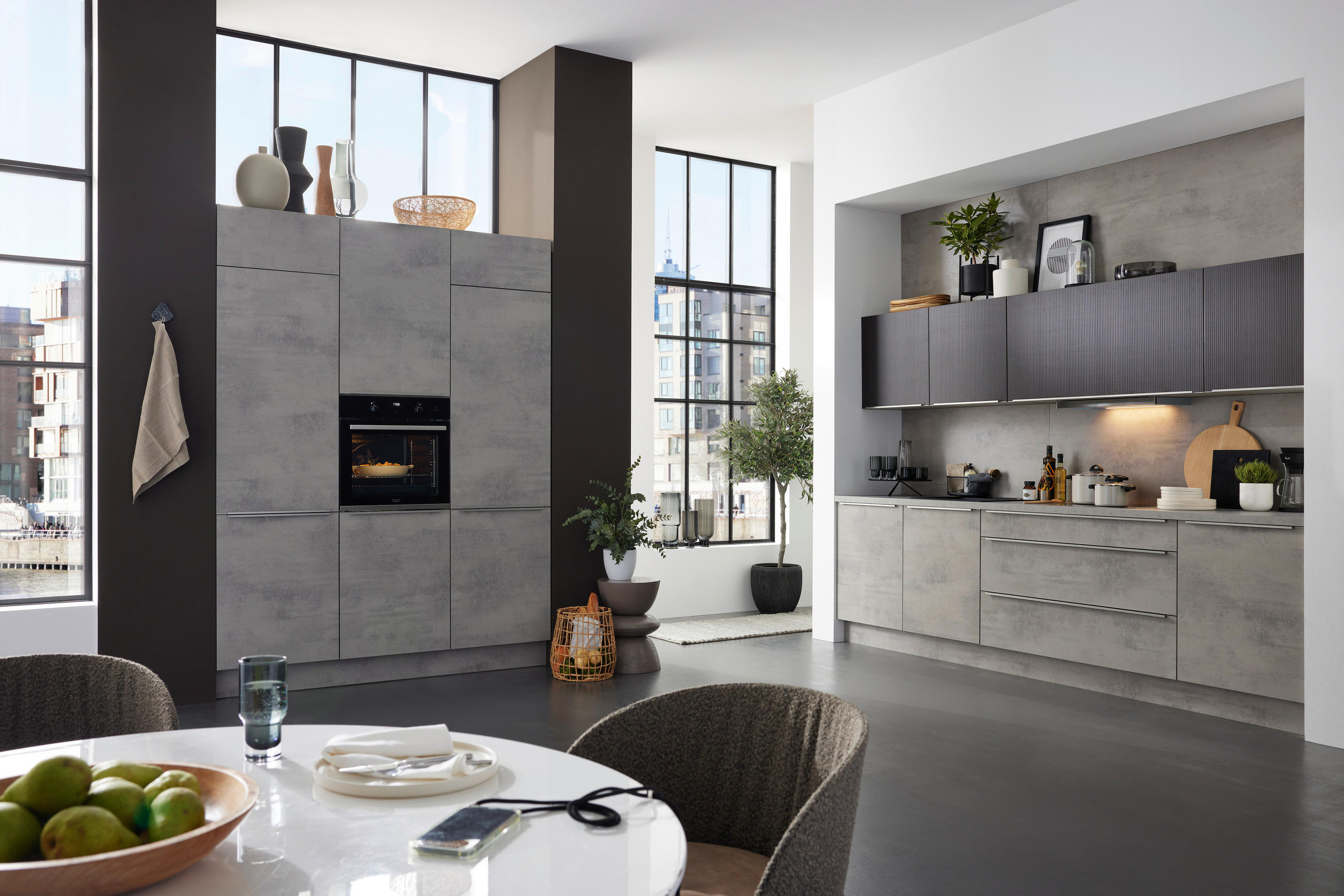 EINBAUKÜCHE STONE  - Grau, Design, Holzwerkstoff - Nolte Küchen