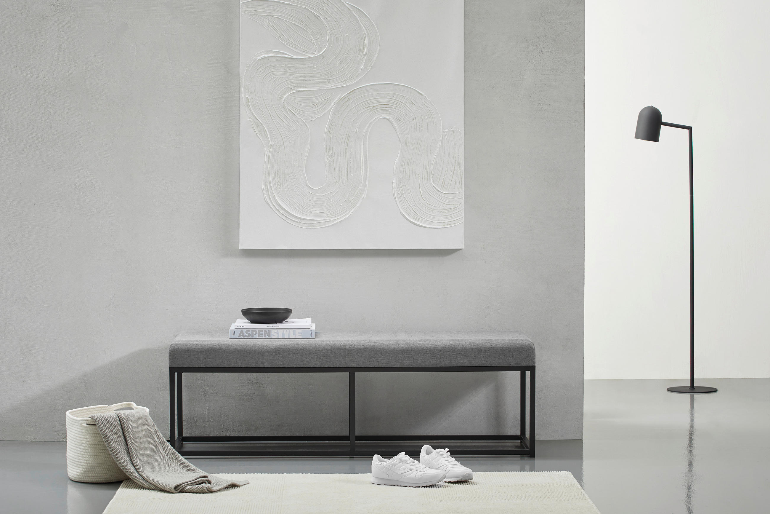 KLOP, kovina, tekstil siva, črna  - siva/črna, Trendi, kovina/tekstil (140/45/40cm) - Xora