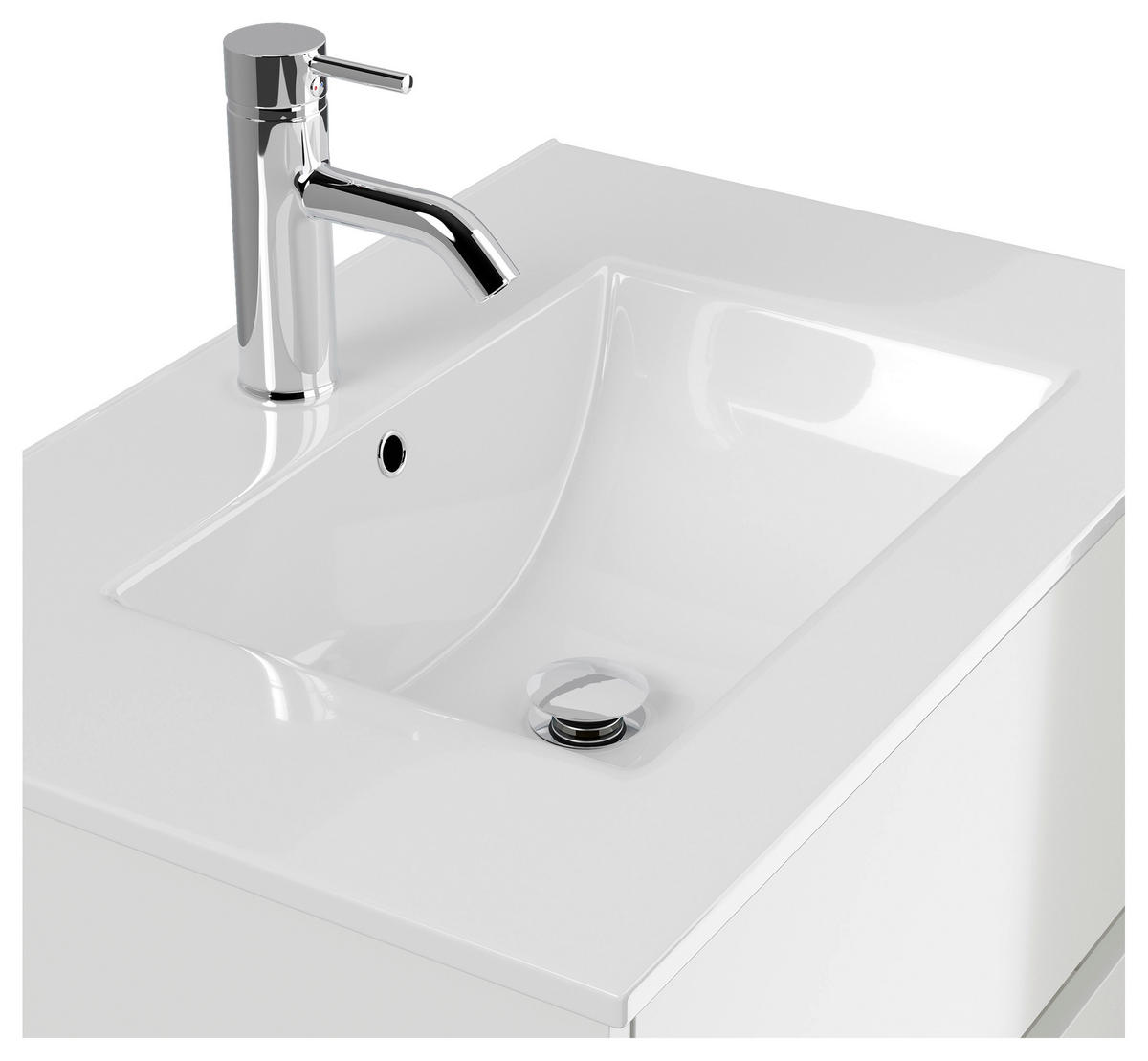 WASCHTISCHKOMBI  - Weiß Hochglanz/Weiß, MODERN, Keramik/Holzwerkstoff (71/58,7/46,5cm) - MID.YOU