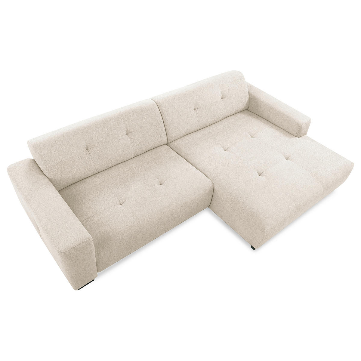 ECKSOFA AUSTIN Beige Flachgewebe Sitztiefenverstellung  - Beige/Schwarz, Design, Kunststoff/Textil (286/169cm) - Livetastic