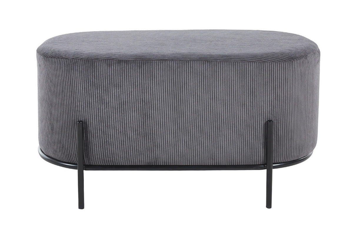 HOCKER Cord Grau  - Schwarz/Grau, MODERN, Textil/Metall (80/42/40cm) - Livetastic