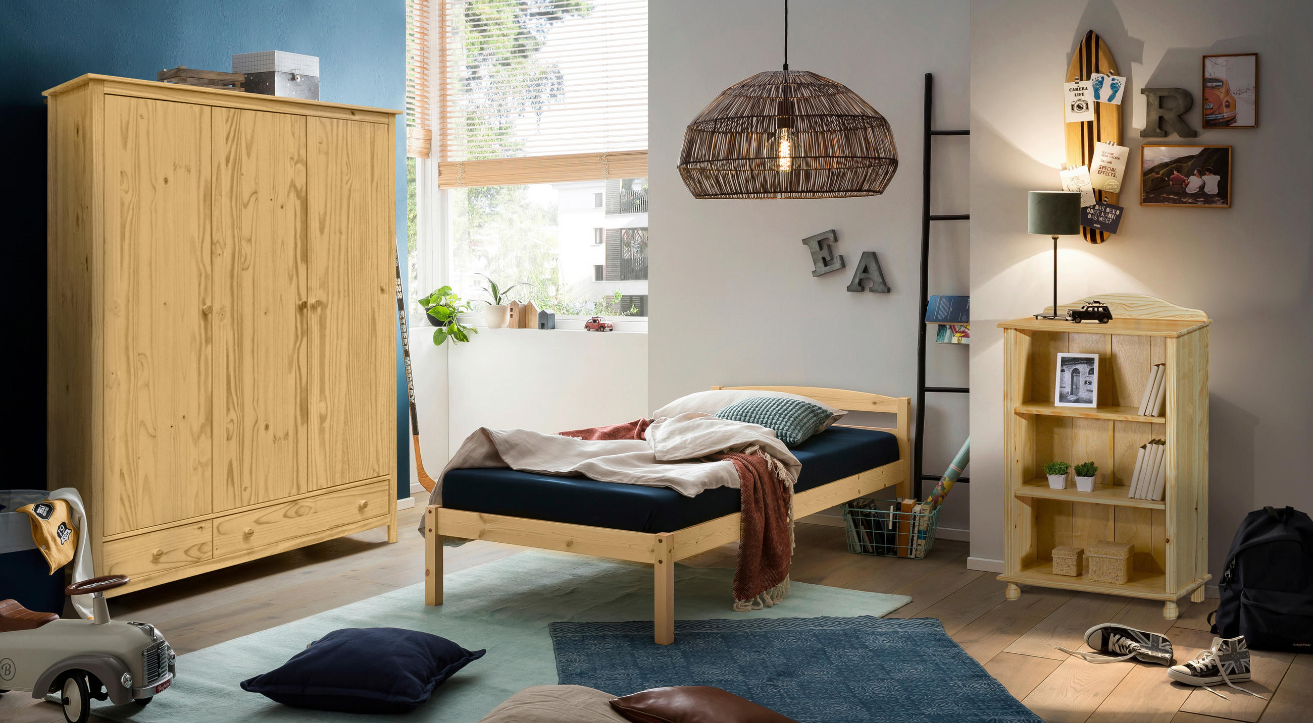 KLEIDERSCHRANK 144/190/58 cm,  in Naturfarben, 3-türig  - Naturfarben, Natur, Holz (144/190/58cm) - Livetastic