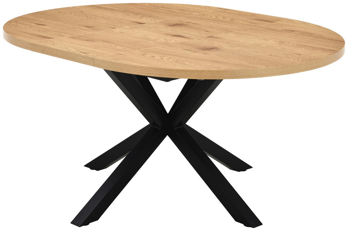 ESSTISCH in Metall, Holzwerkstoff 120/120/75 cm   - Eichefarben/Schwarz, Basics, Holzwerkstoff/Metall (120/120/75cm) - Livetastic