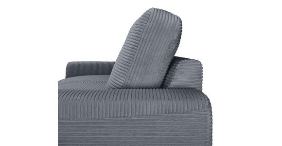ECKSOFA Dunkelgrau Cord Rückenkissen, Bettkasten, Schlaffunktion, Rücken echt, Liegefläche im Originalstoff  - Dunkelgrau/Schwarz, KONVENTIONELL, Textil/Metall (240/150cm) - Carryhome