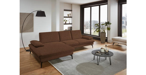 ECKSOFA in Chenille, Mikrofaser Braun  - Schwarz/Braun, Design, Textil/Metall (157/299cm) - Dieter Knoll