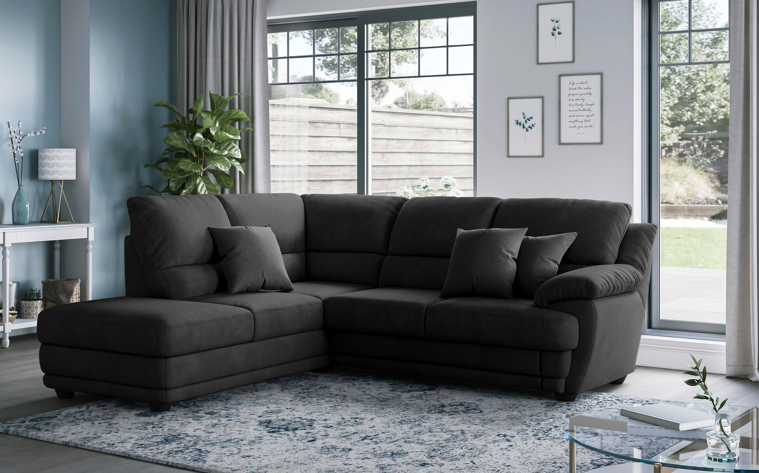 ECKSOFA in Chenille Anthrazit  225/245 cm  - Anthrazit, Design, Kunststoff/Textil (225/245cm) - Livetastic