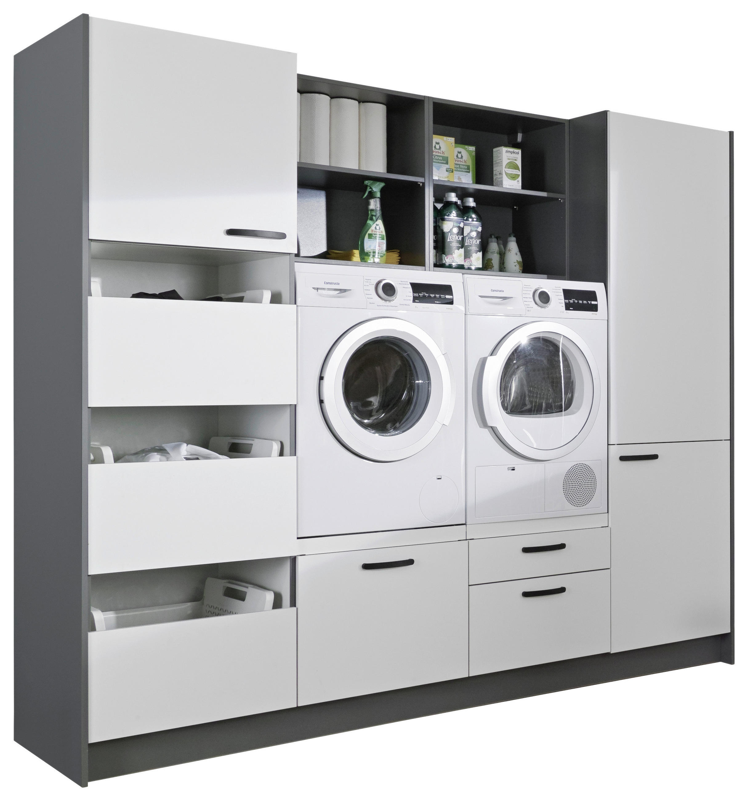 HAUSWIRTSCHAFTSRAUM 245/195/60 cm  in Anthrazit, Weiß  - Anthrazit/Weiß, Basics, Holzwerkstoff (245/195/60cm) - Express