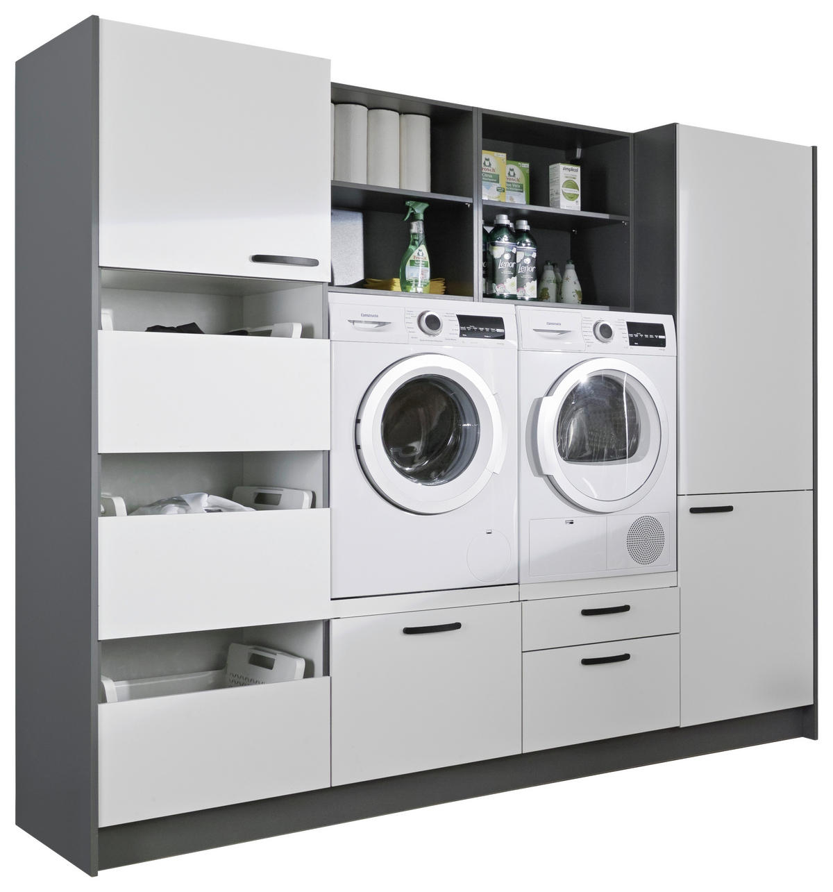 HAUSWIRTSCHAFTSRAUM 245/195/60 cm  in Anthrazit, Weiß  - Anthrazit/Weiß, Basics, Holzwerkstoff (245/195/60cm) - Express