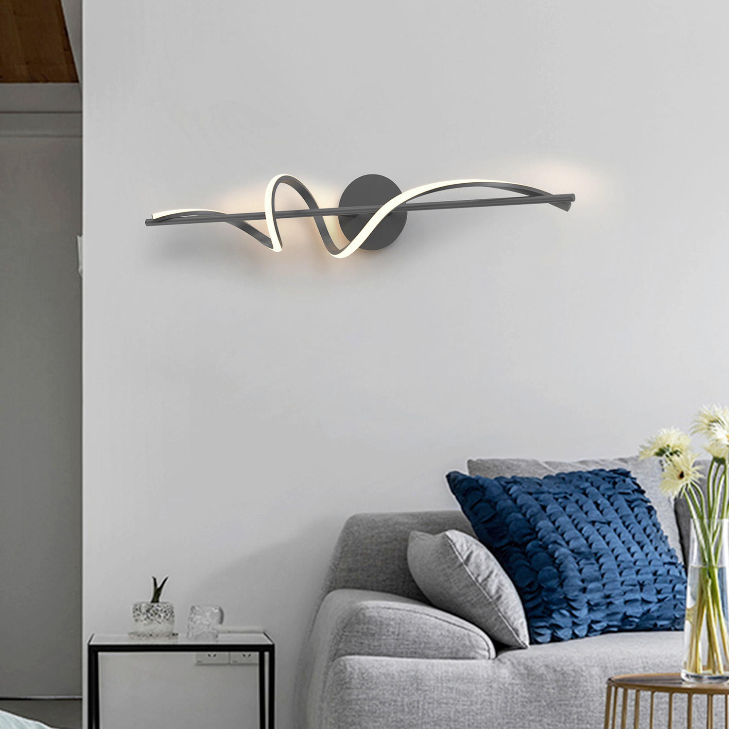 LED-WANDLEUCHTE 34/8/6 cm   - Schwarz Hochglanz, Design, Metall (34/8/6cm)