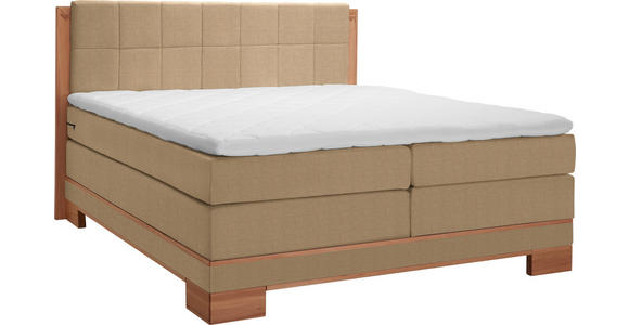 BOXSPRINGBETT 140/200 cm  in Buchefarben, Hellbraun  - Hellbraun/Buchefarben, Natur, Holz/Textil (140/200cm) - Linea Natura