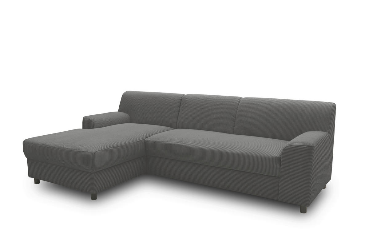 ECKSOFA CAPRI 2 Grau Cord Zierkissen, Rückenkissen  - Schwarz/Grau, Basics, Kunststoff/Textil (146/241cm) - MID.YOU