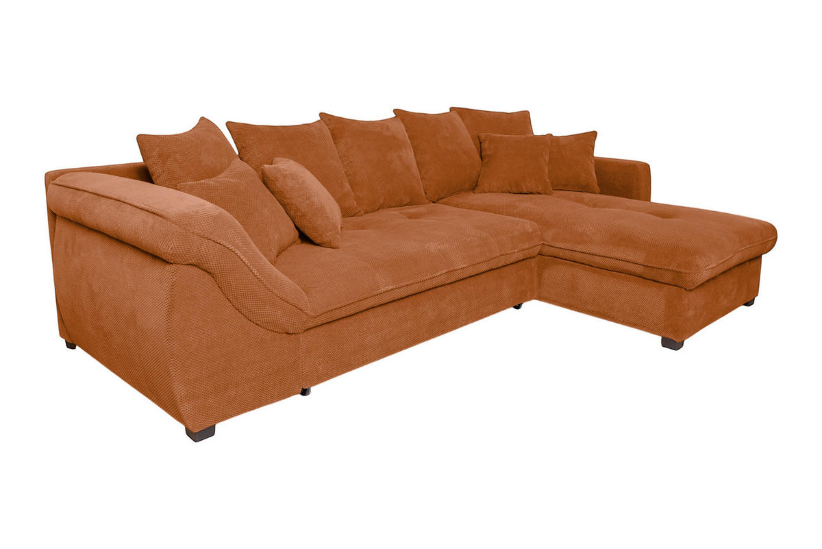 ECKSOFA LORENZO Rostfarben Struktur Liegefläche im Originalstoff  - Rostfarben/Schwarz, Design, Textil/Metall (302/188cm) - P & B