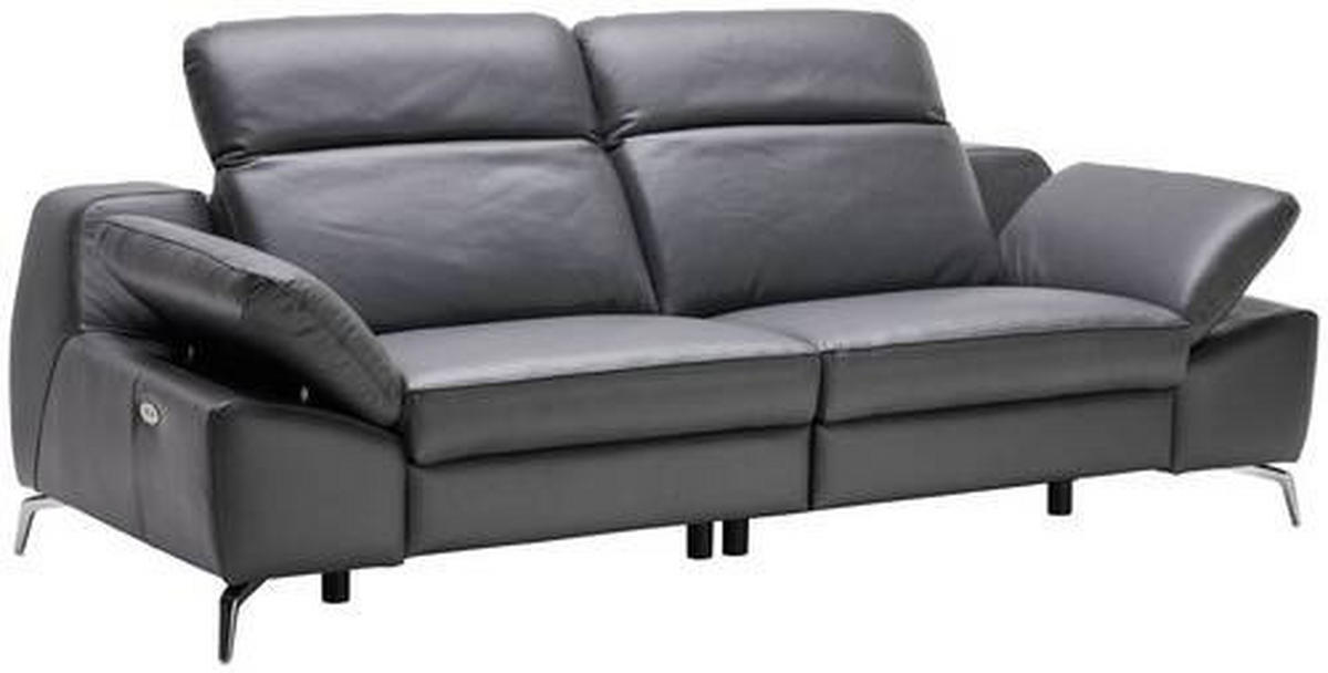 CANAPEA CU 3 LOCURI piele antracit  - antracit, Design, metal/piele (234/83-99/110cm) - Celina