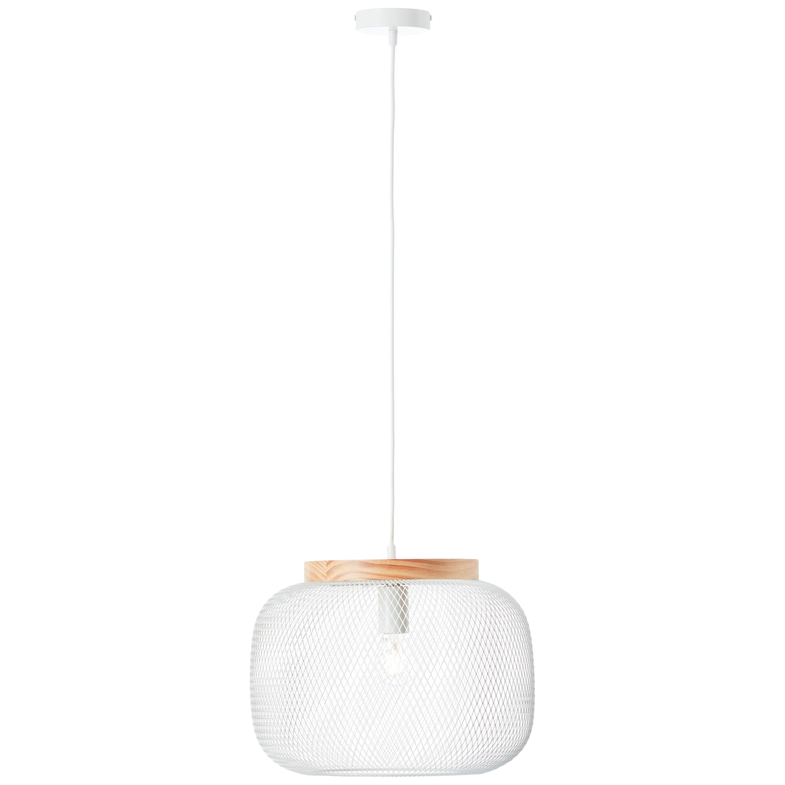 HÄNGELEUCHTE 39/110 cm    - Weiss/Kieferfarben, Basics, Holz/Metall (39/110cm) - Brilliant