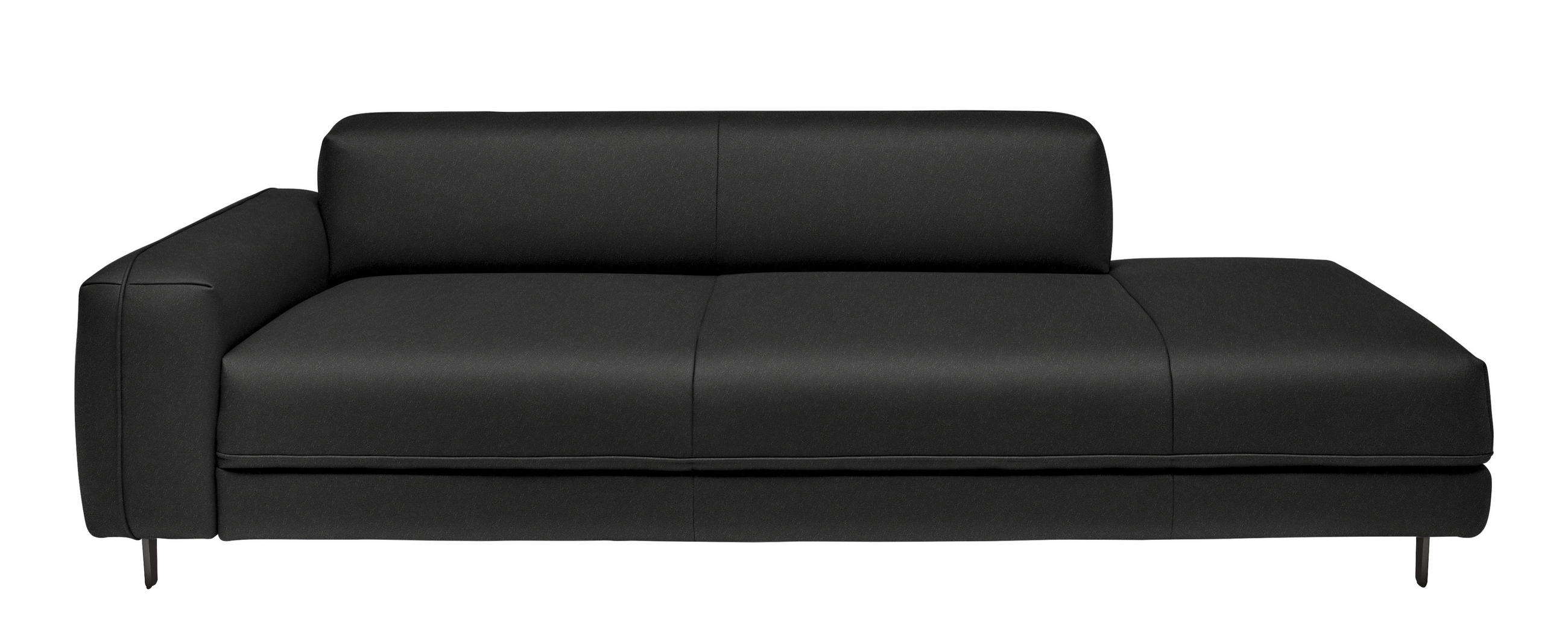 2,5-SITZER  in Echtleder Schwarz   - Anthrazit/Schwarz, Design, Leder/Metall (226/70/109cm) - Johann Jakob