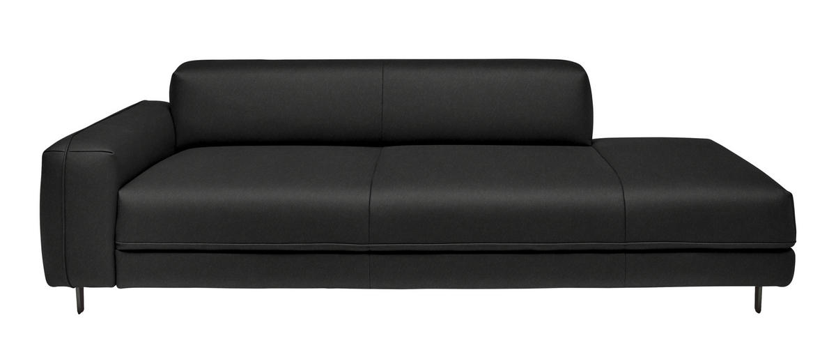 2,5-SITZER  in Echtleder Schwarz   - Anthrazit/Schwarz, Design, Leder/Metall (226/70/109cm) - Johann Jakob