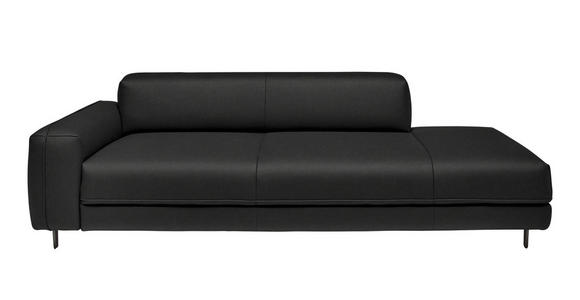 2,5-SITZER  in Echtleder Schwarz   - Anthrazit/Schwarz, Design, Leder/Metall (226/70/109cm) - Johann Jakob