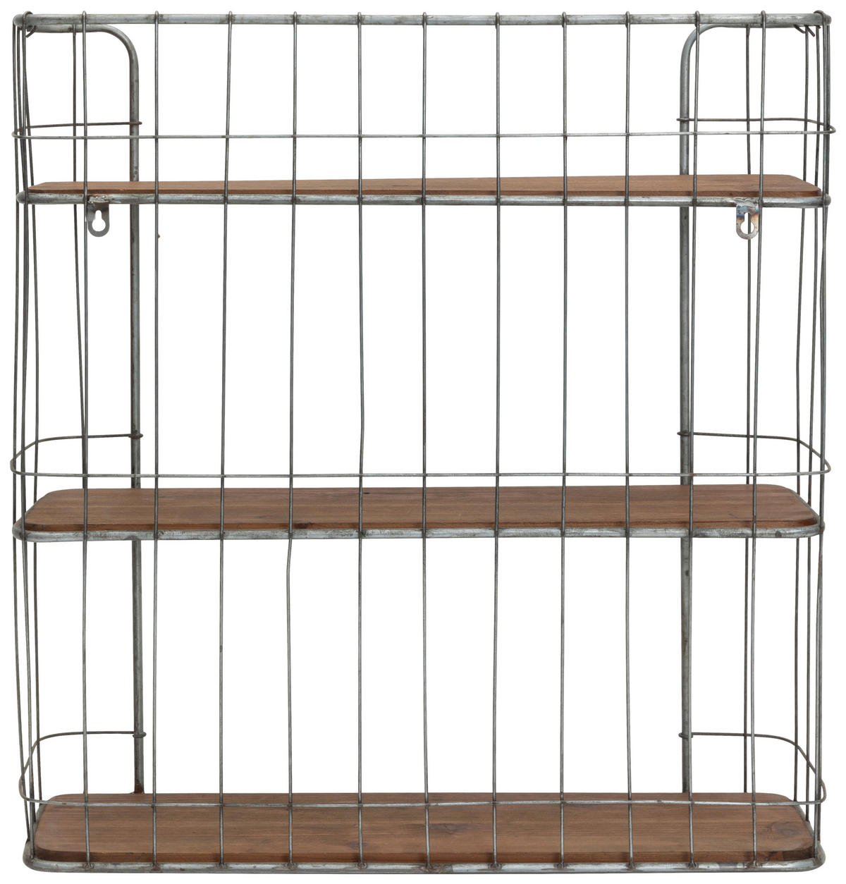 NÁSTĚNNÝ REGÁL, 63/66/21 cm - barvy stříbra/přírodní barvy, Lifestyle, kov/dřevo (63/66/21cm) - Livetastic