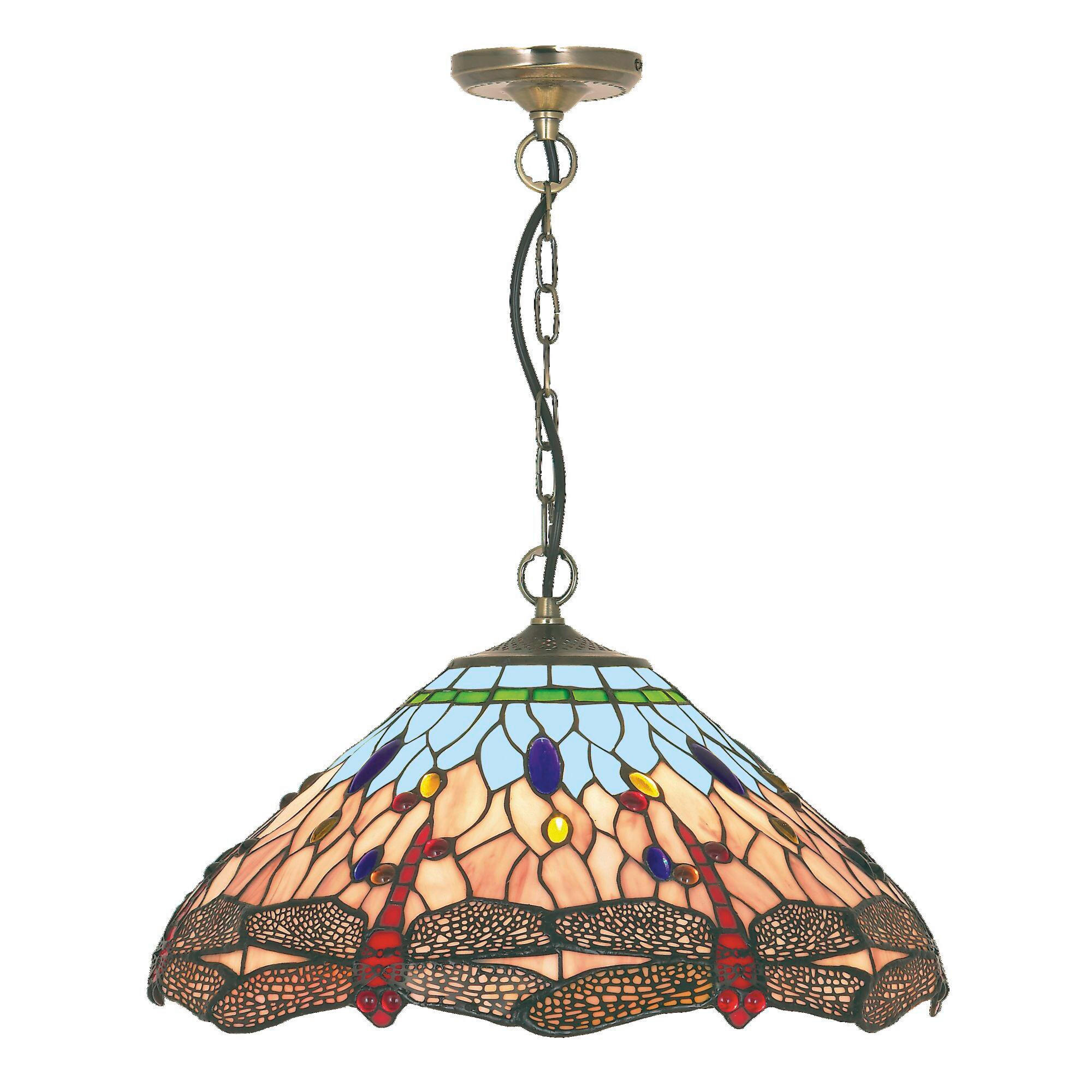 HÄNGLAMPA Dragonfly 42/120 cm  - mässingsfärgad/multicolor, Klassisk, metall/glas (42/120cm)