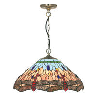 HÄNGLAMPA Dragonfly 42/120 cm  - mässingsfärgad/multicolor, Klassisk, metall/glas (42/120cm)