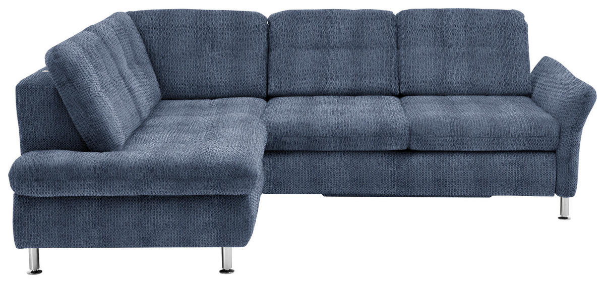 ECKSOFA in Webstoff Blau  - Chromfarben/Blau, Konventionell, Textil/Metall (210/242cm) - Beldomo Style