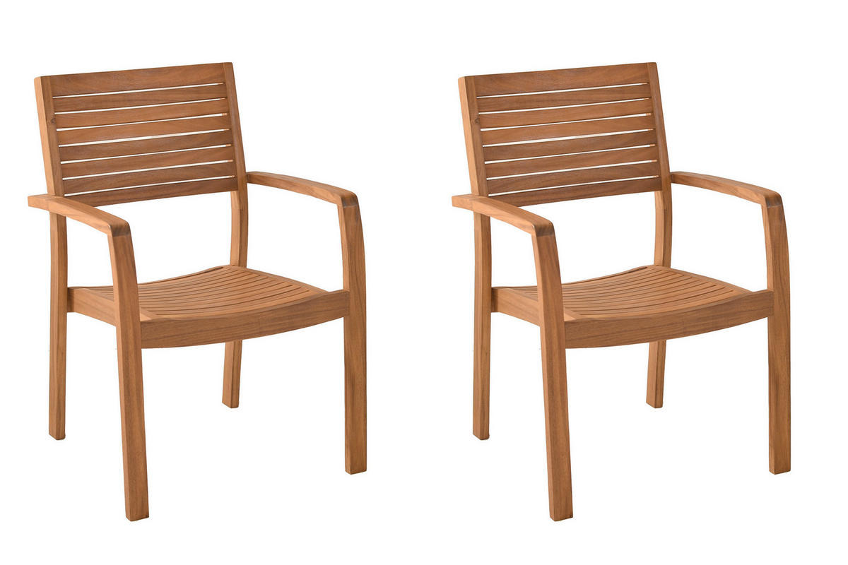 GARTENSTUHL-SET Holz Akaziefarben  - Akaziefarben, KONVENTIONELL, Holz (59/88/58cm) - Gardenson