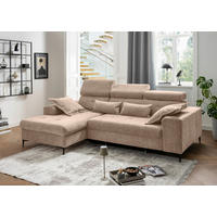ECKSOFA Chenille Hellbraun  - Hellbraun/Schwarz, Basics, Textil/Metall (186/270cm) - Livetastic